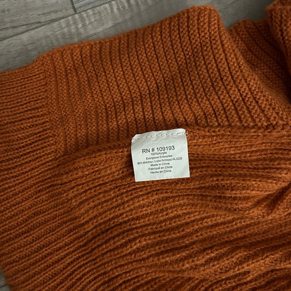 Orange Oversized Sweater Ponch with Black Leather Pockets - Picture 4 of 4